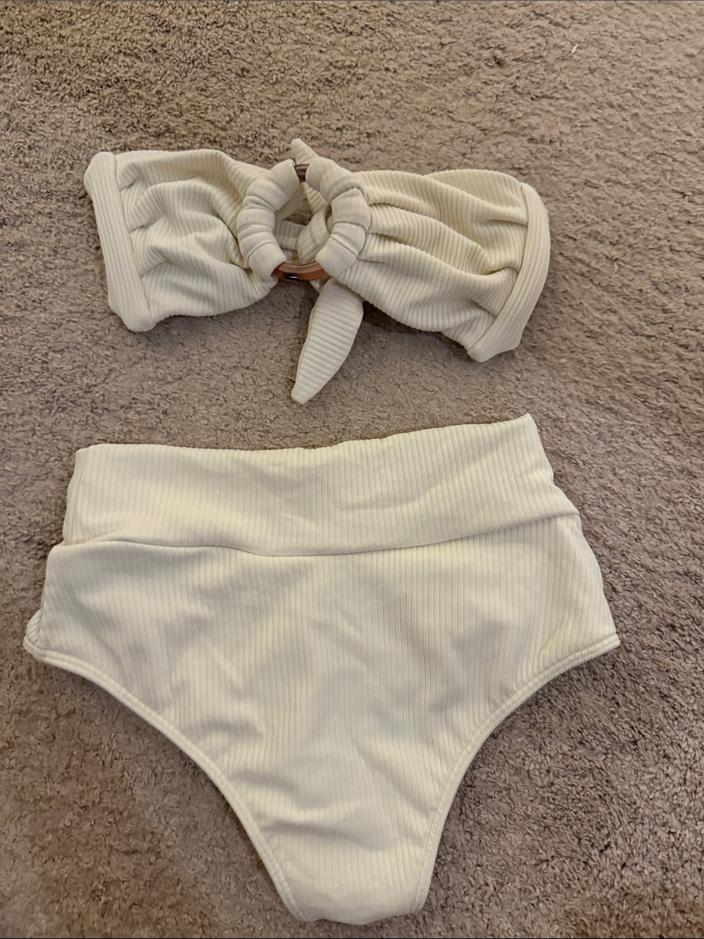 Montce size small Cream Ribbed High-Waist Bikini Set - Picture 2 of 5